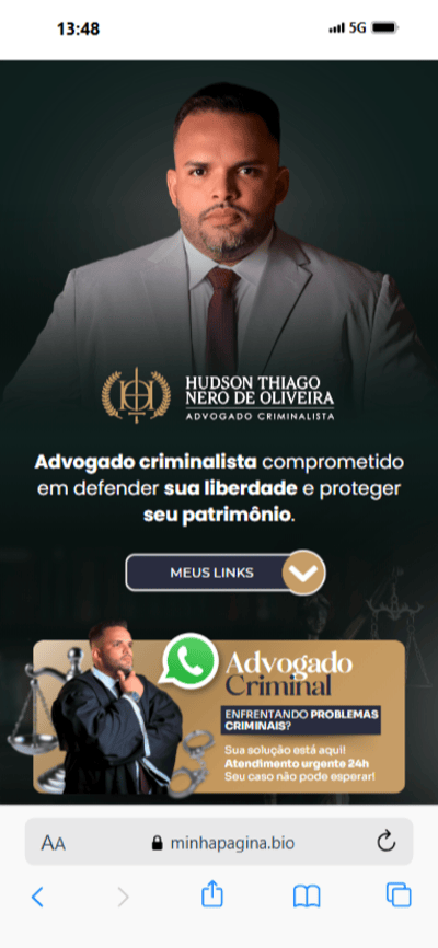 Exemplo de página Link na Bio para advogado - Dr. João Silva