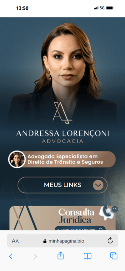 Exemplo de página Link na Bio para advogada - Dra. Ana Santos